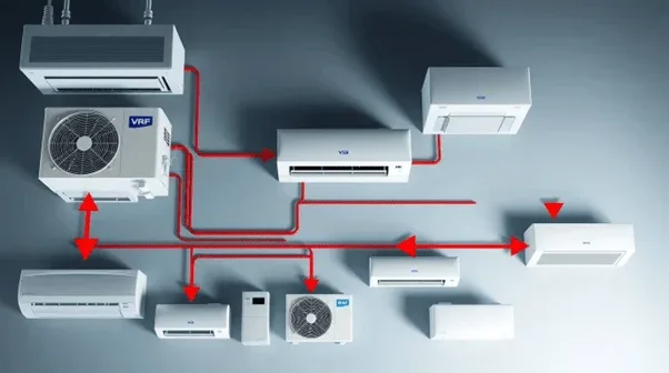 Split and VRF air-conditioning units linked into one controlled system